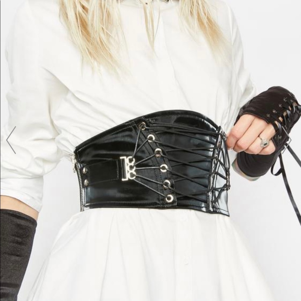 Dolls kill Devil Fashion black lace up waist clincher